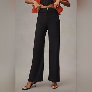 Anthropologie Maeve - The Colette Full-Length Wide-Leg Pants In Black:- Size 26